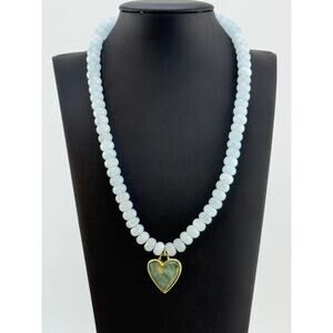 Jessica Matrasko Blue Jade Caia Beads Heart Pendant Necklace
